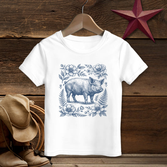 Botanical Pig Illustration T-shirt (Toddler)