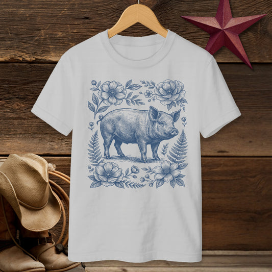 Botanical Pig Illustration T-shirt (Youth)