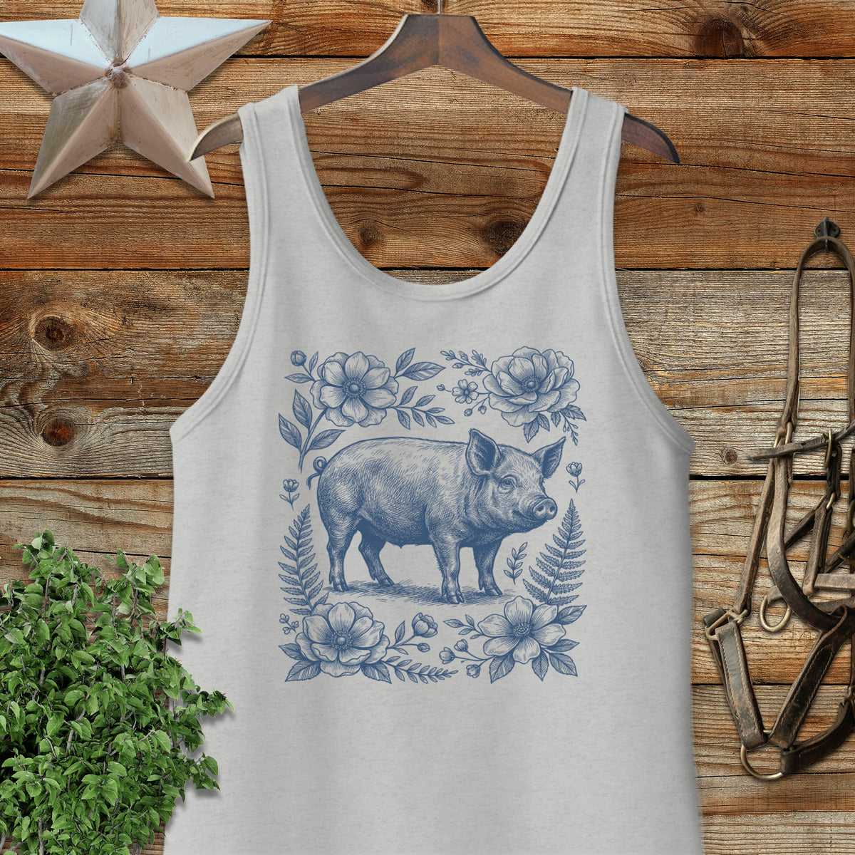 Botanical Pig Illustration Tank Top