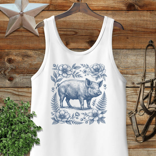 Botanical Pig Illustration Tank Top