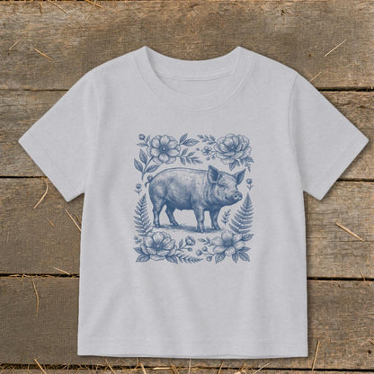Botanical Pig Illustration Toddler Tee