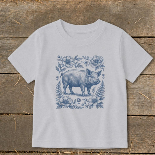 Botanical Pig Illustration Toddler Tee