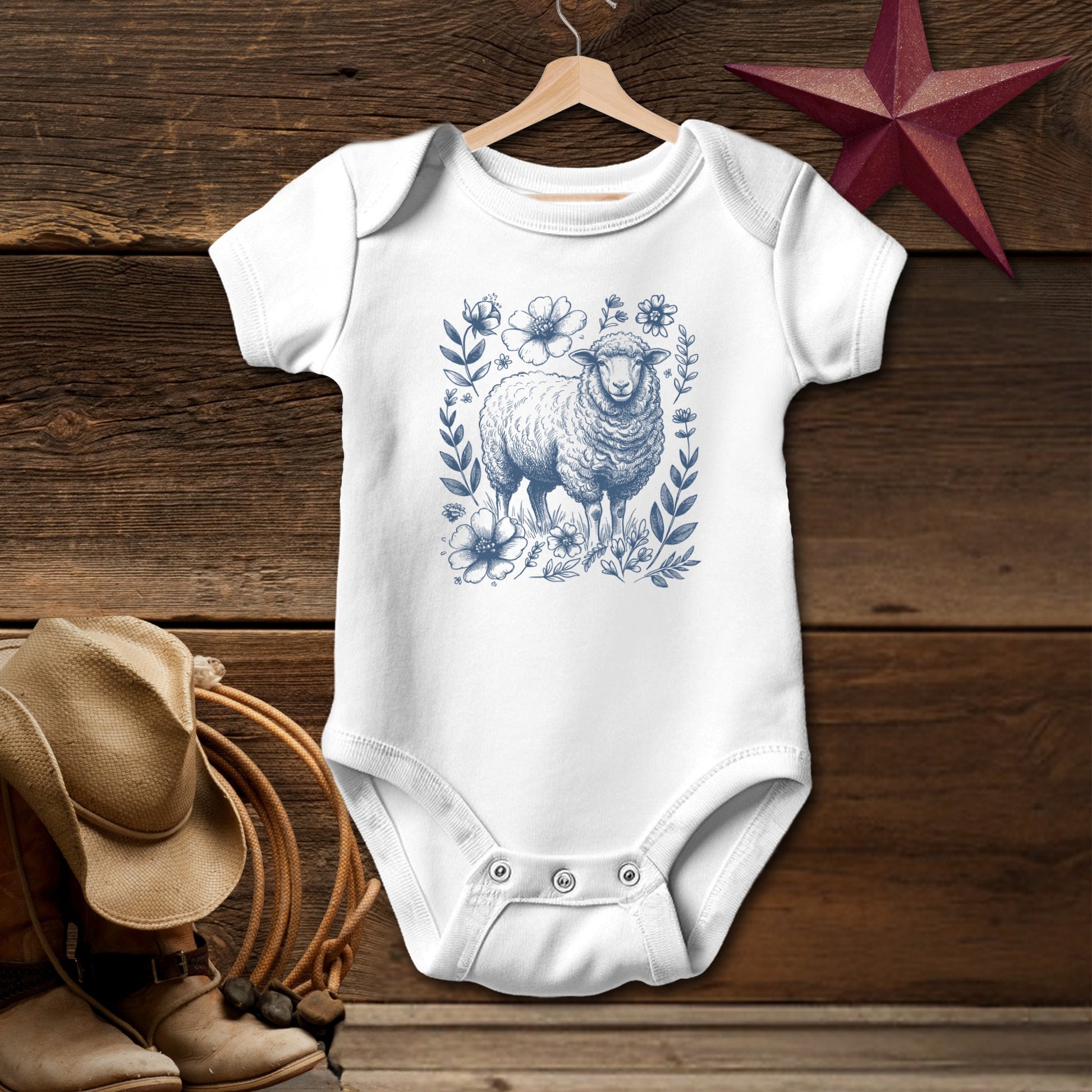Botanical Sheep Illustration Bodysuit (Baby)