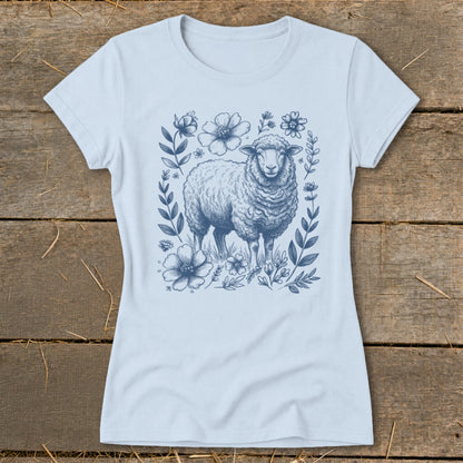Botanical Sheep Illustration Ladies Tee