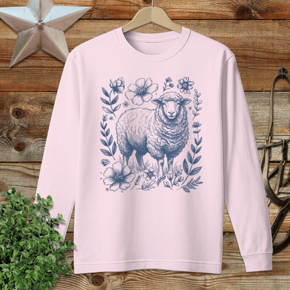 Botanical Sheep Illustration Long Sleeve Tee