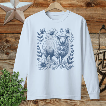 Botanical Sheep Illustration Long Sleeve Tee