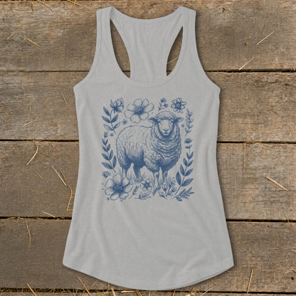 Botanical Sheep Illustration Racerback Tank