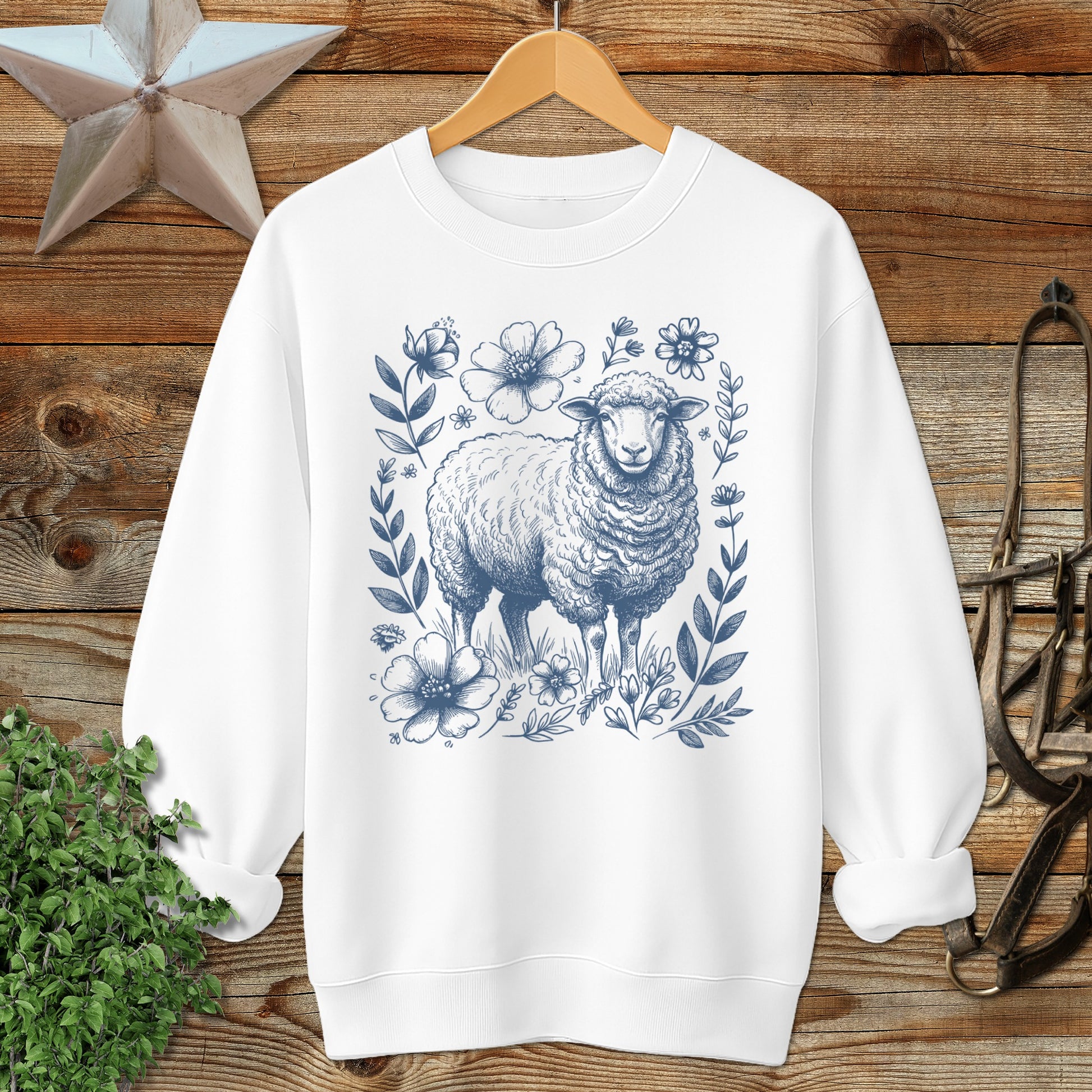 Botanical Sheep Illustration Sweatshirt
