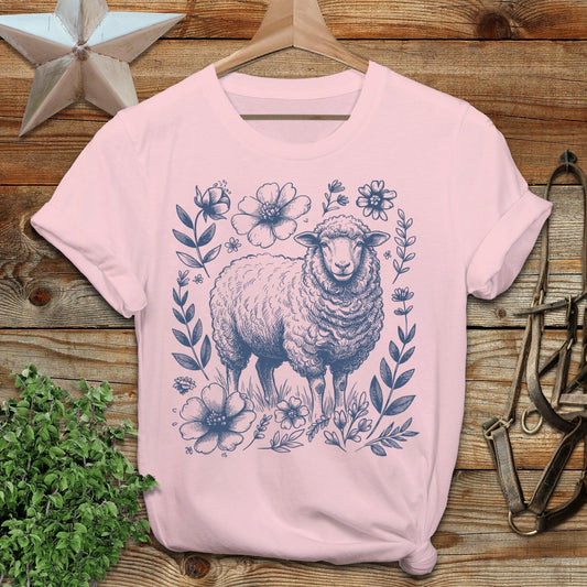 Botanical Sheep Illustration T-Shirt