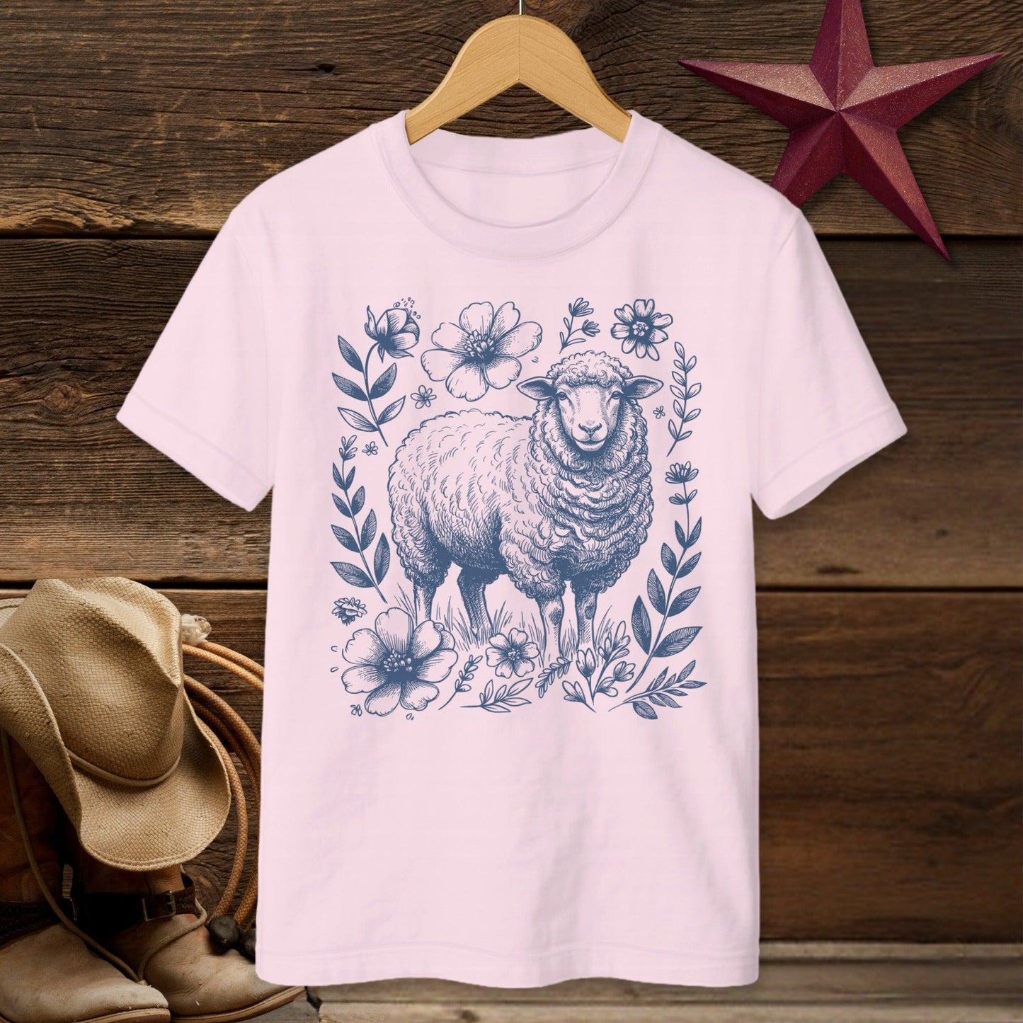 Botanical Sheep Illustration T-Shirt (Youth)