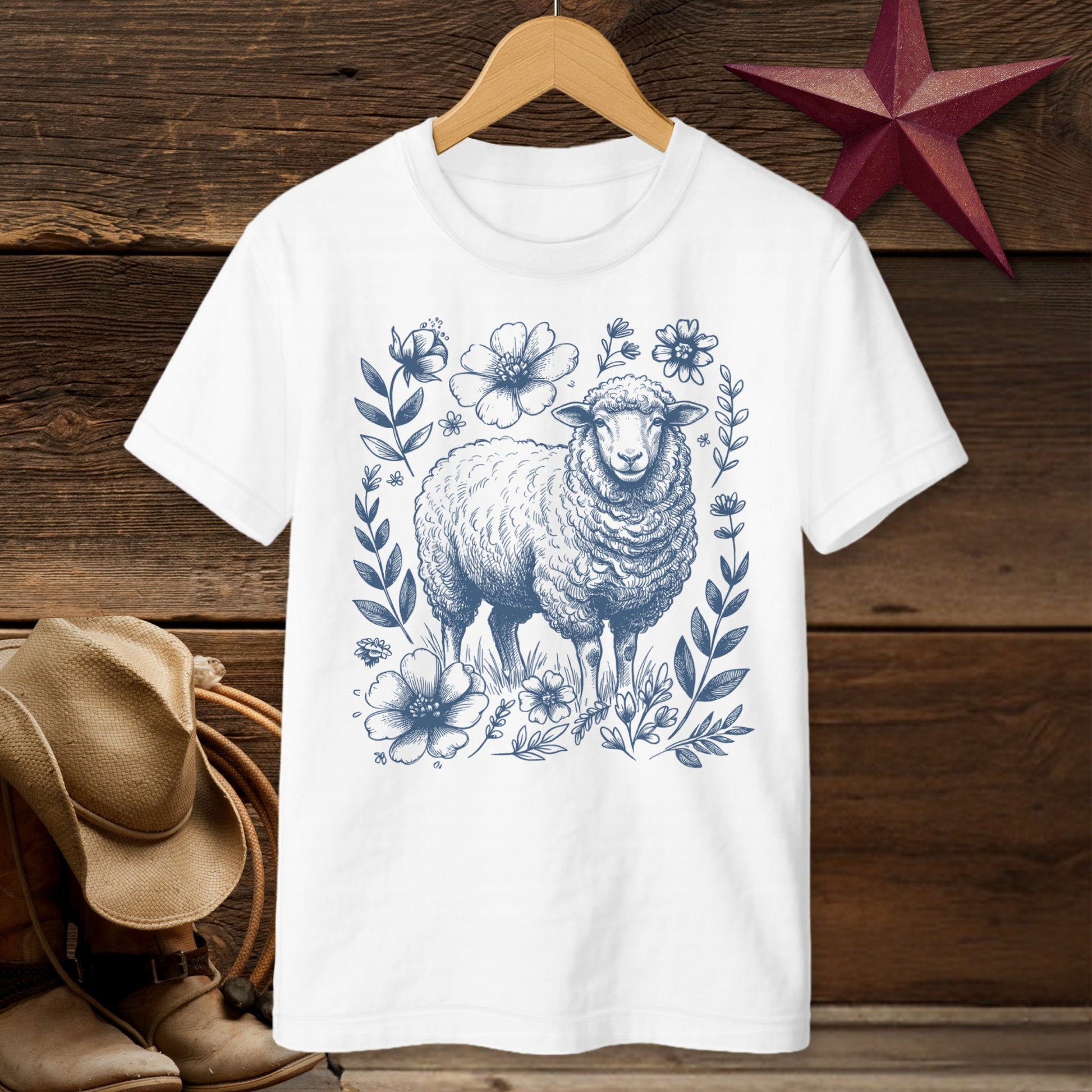 Botanical Sheep Illustration T-Shirt (Youth)