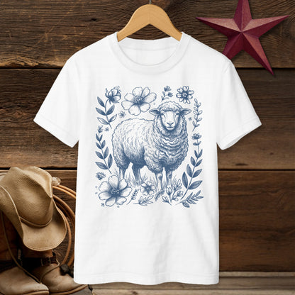 Botanical Sheep Illustration T-Shirt (Youth)