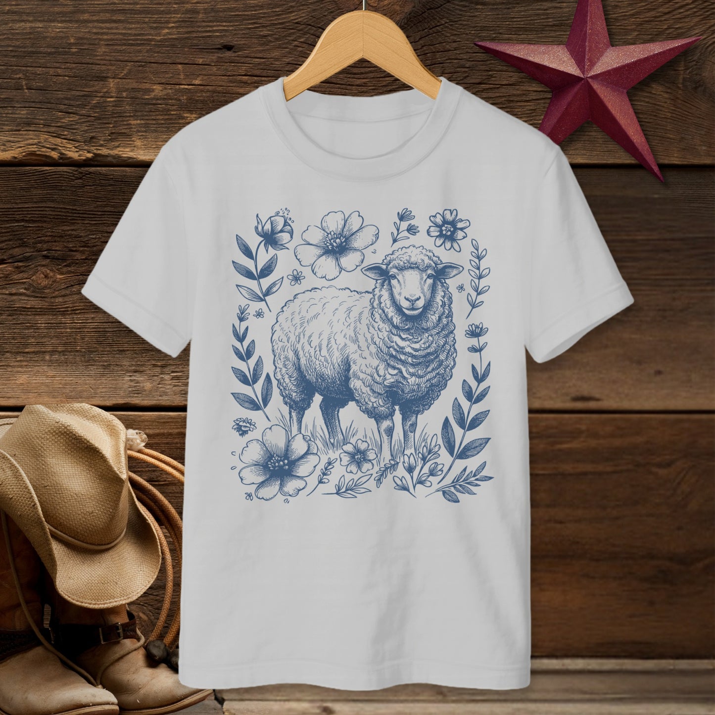 Botanical Sheep Illustration T-Shirt (Youth)