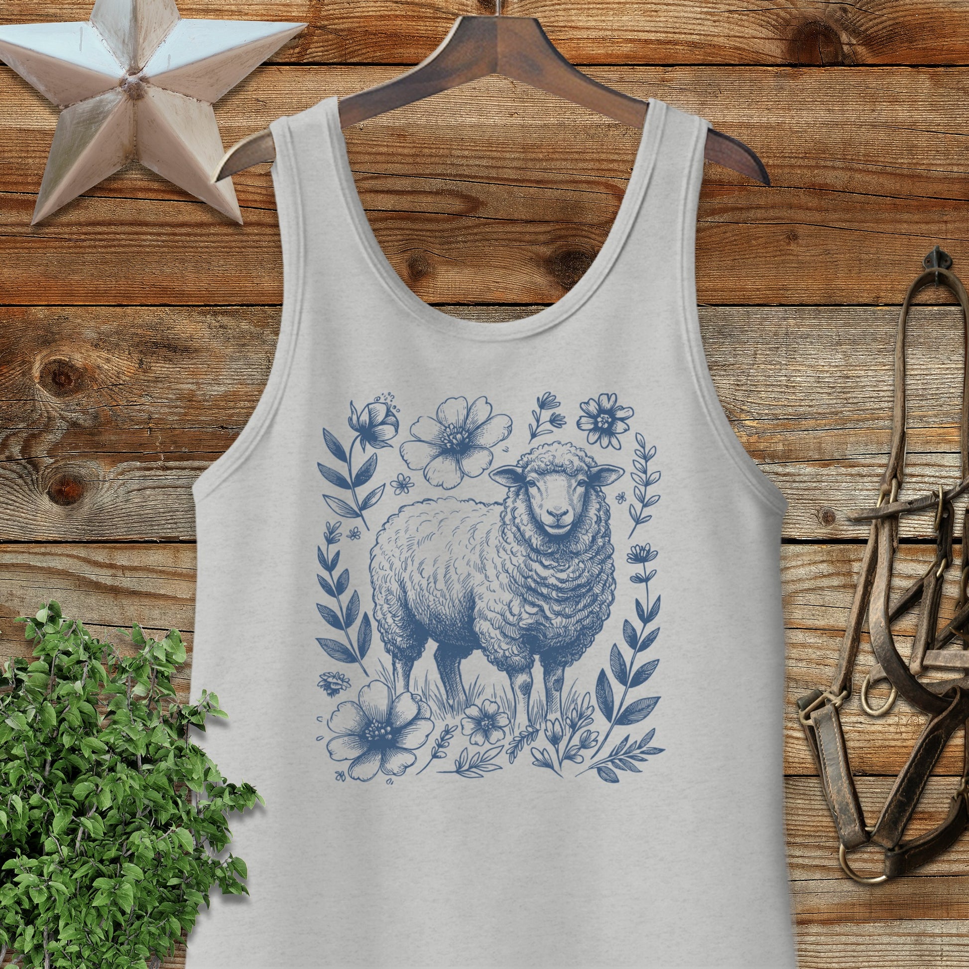 Botanical Sheep Illustration Tank Top