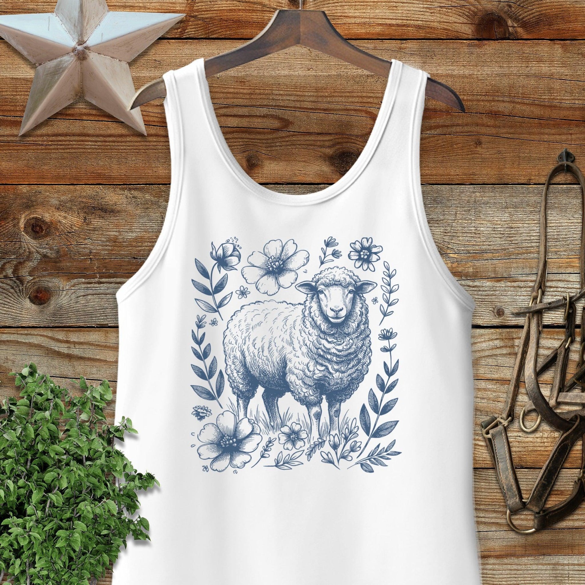 Botanical Sheep Illustration Tank Top