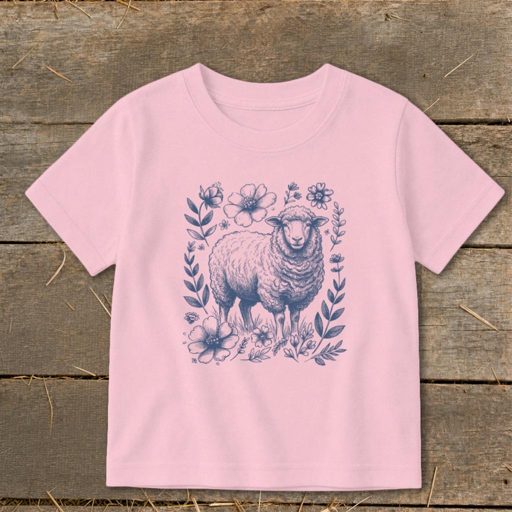 Botanical Sheep Illustration Toddler Tee