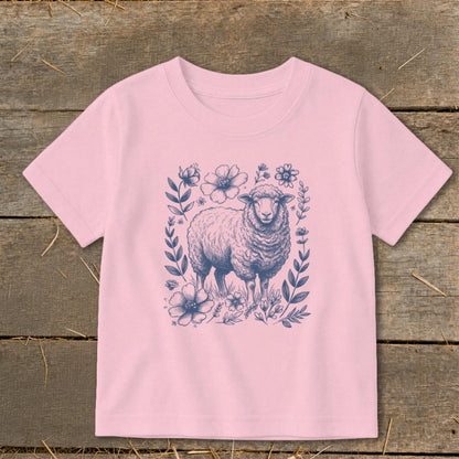 Botanical Sheep Illustration Toddler Tee