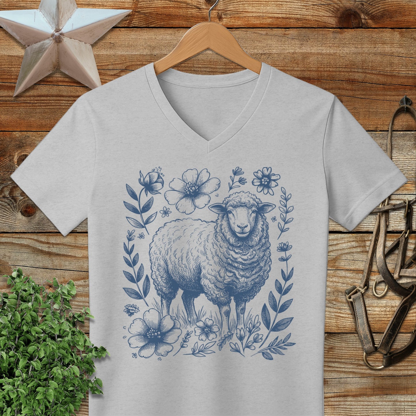 Botanical Sheep Illustration V-neck