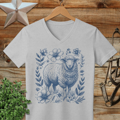 Botanical Sheep Illustration V-neck