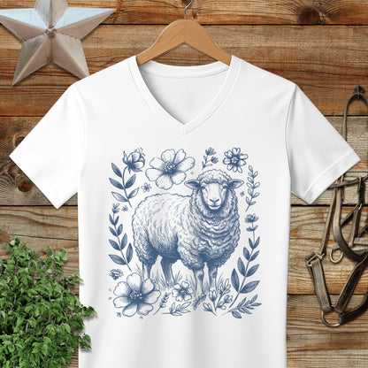 Botanical Sheep Illustration V-neck