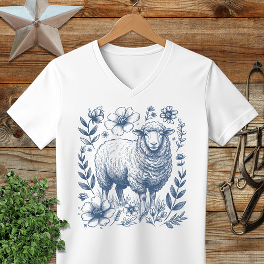 Botanical Sheep Illustration V-neck