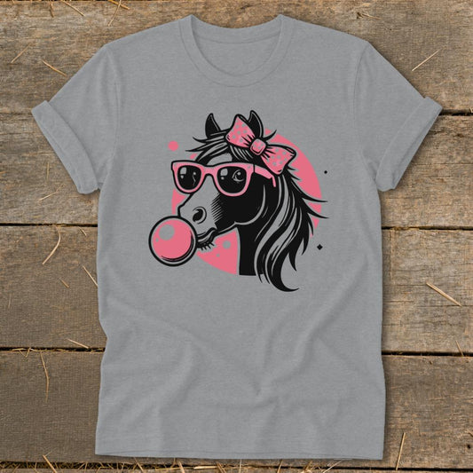 Bubble Gum Horse Softstyle Tee - Sport Grey