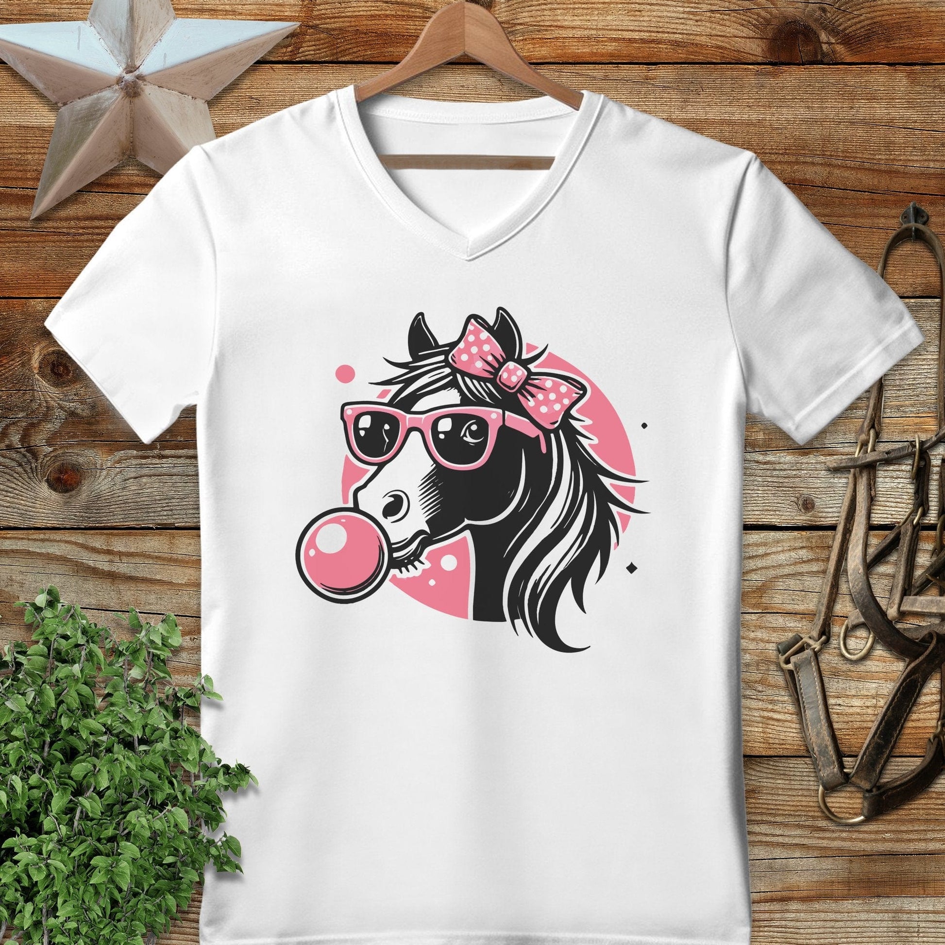 Bubble Gum Horse V-neck