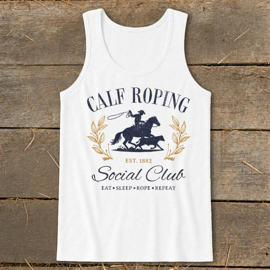 Calf Roping Social Club Tank Top - White