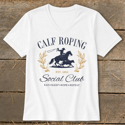 Calf Roping Social Club V-neck - White