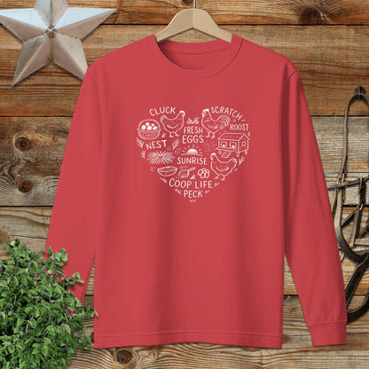 Chicken Farm Heart Long Sleeve Tee