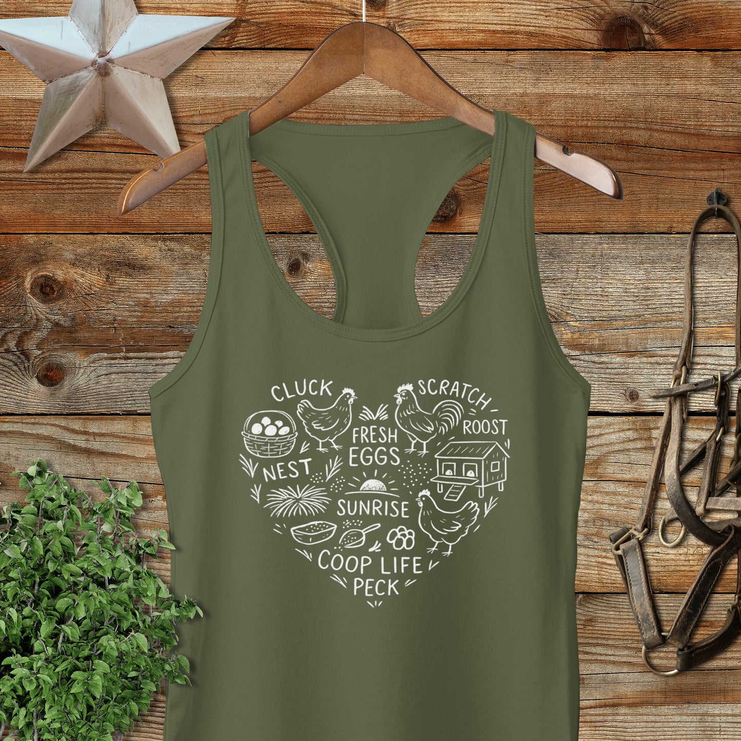 Chicken Farm Heart Racerback Tank