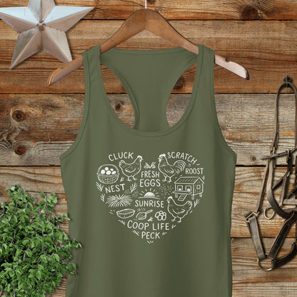 Chicken Farm Heart Racerback Tank