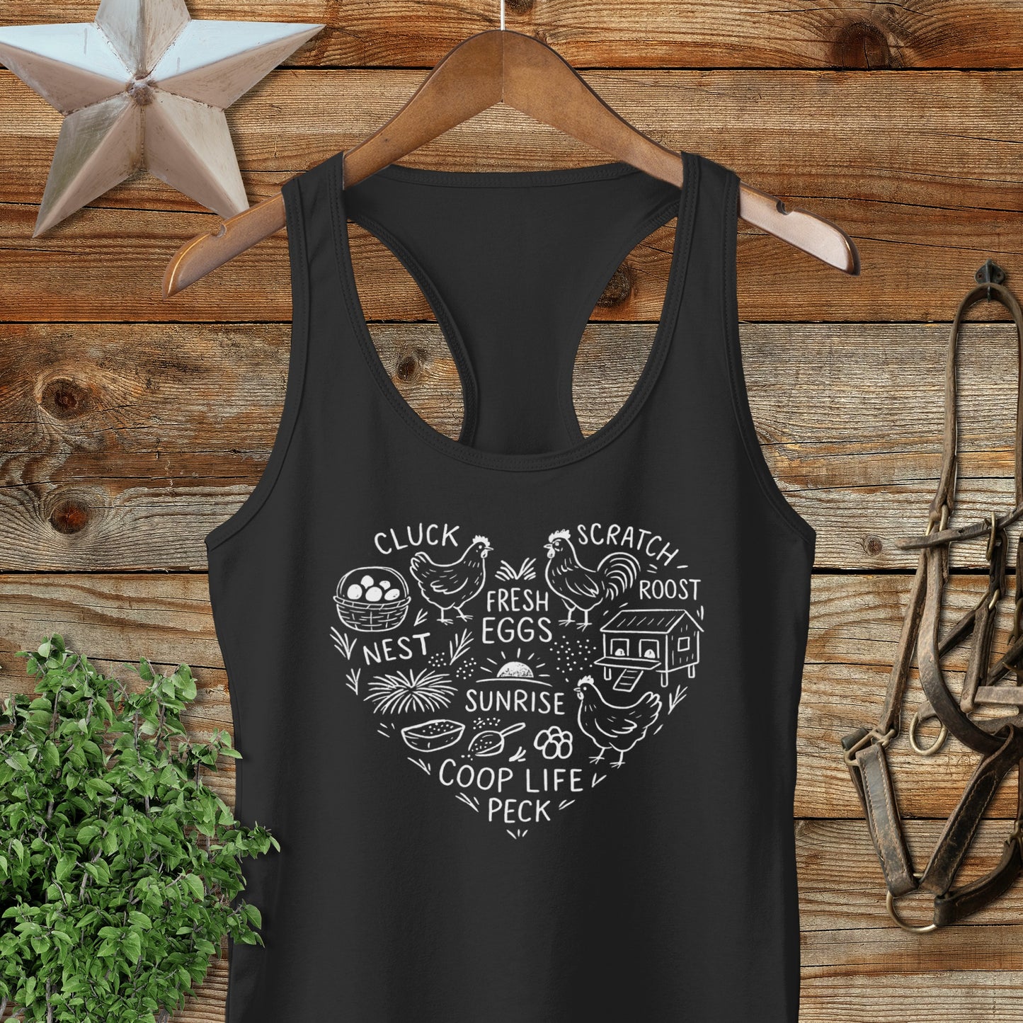 Chicken Farm Heart Racerback Tank