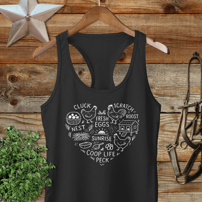 Chicken Farm Heart Racerback Tank
