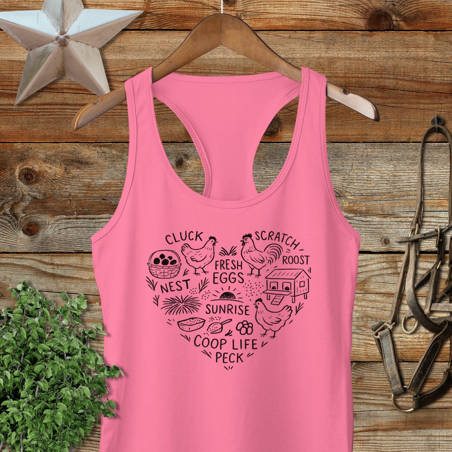 Chicken Farm Heart Racerback Tank