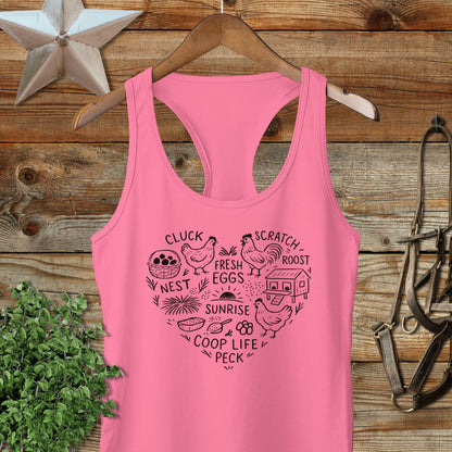 Chicken Farm Heart Racerback Tank