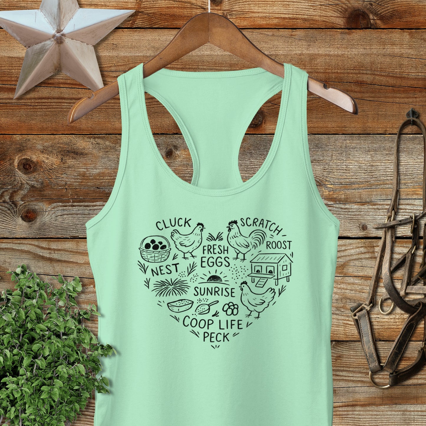 Chicken Farm Heart Racerback Tank
