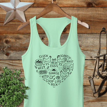 Chicken Farm Heart Racerback Tank