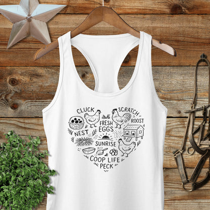Chicken Farm Heart Racerback Tank