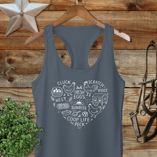 Chicken Farm Heart Racerback Tank