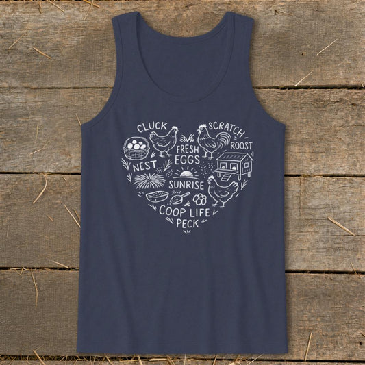 Chicken Farm Heart Tank Top - Navy
