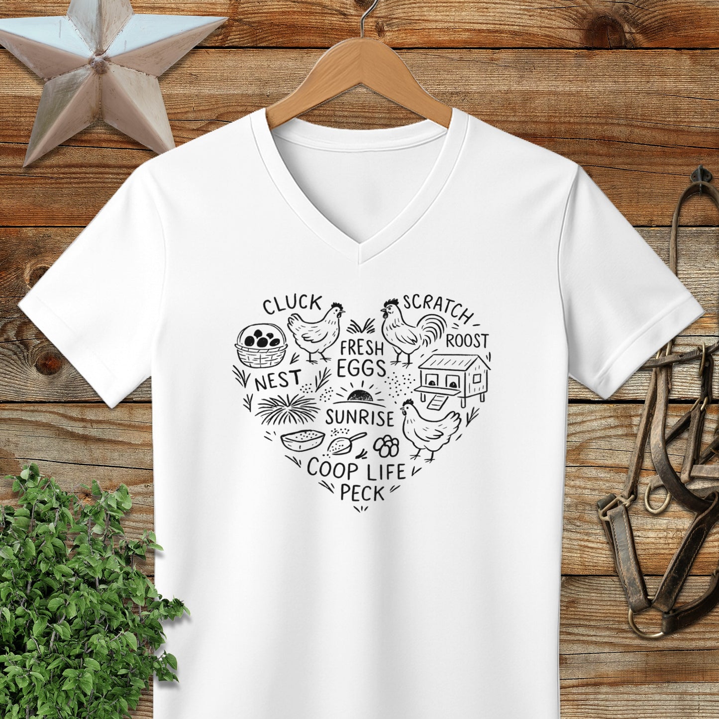 Chicken Farm Heart V-neck