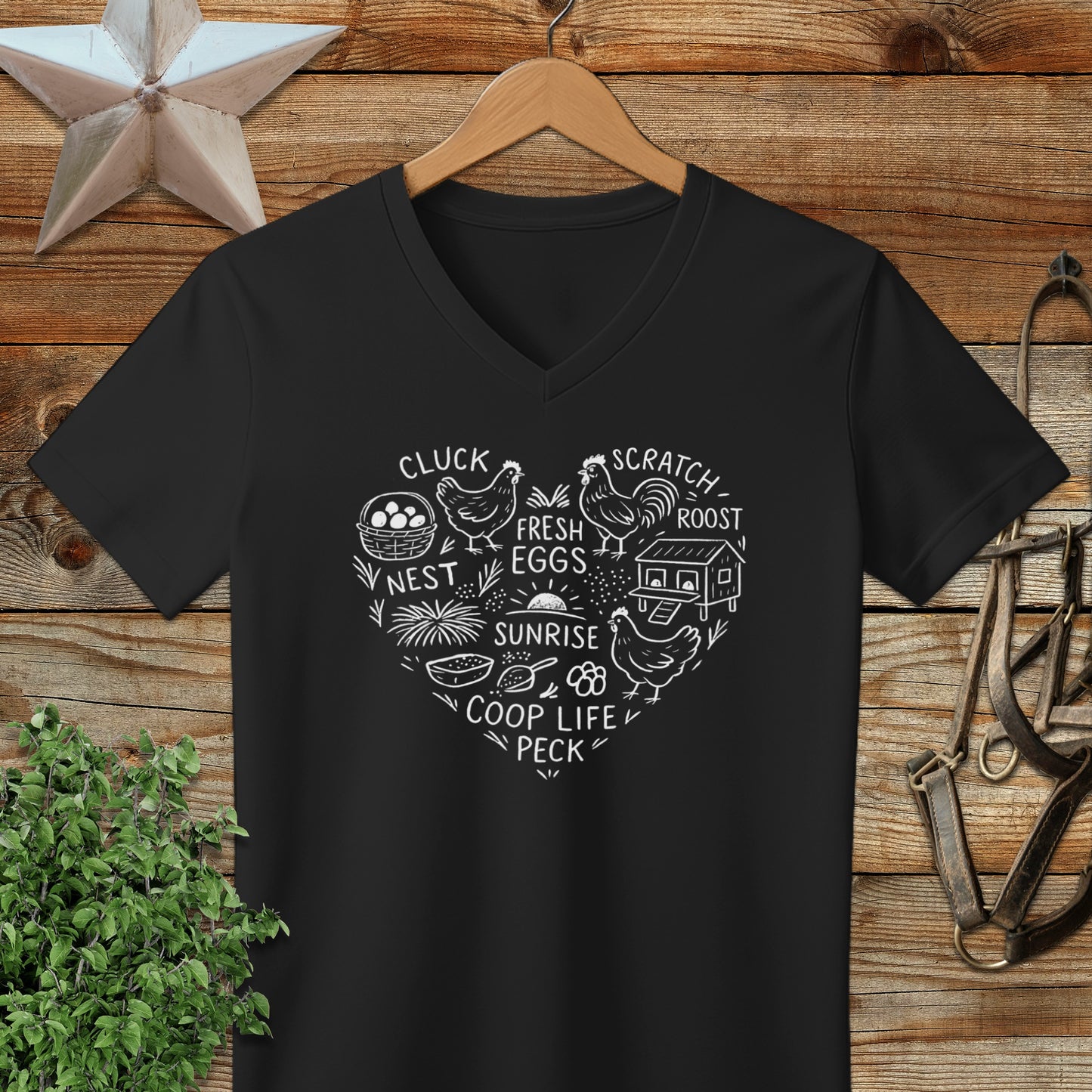 Chicken Farm Heart V-neck