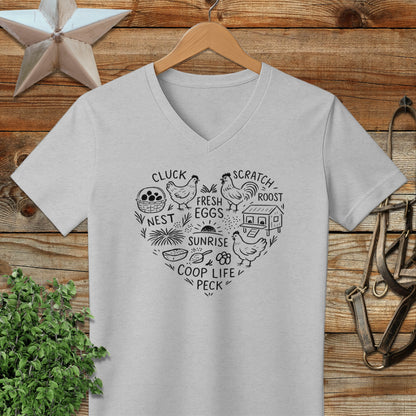 Chicken Farm Heart V-neck