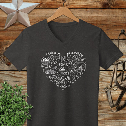Chicken Farm Heart V-neck