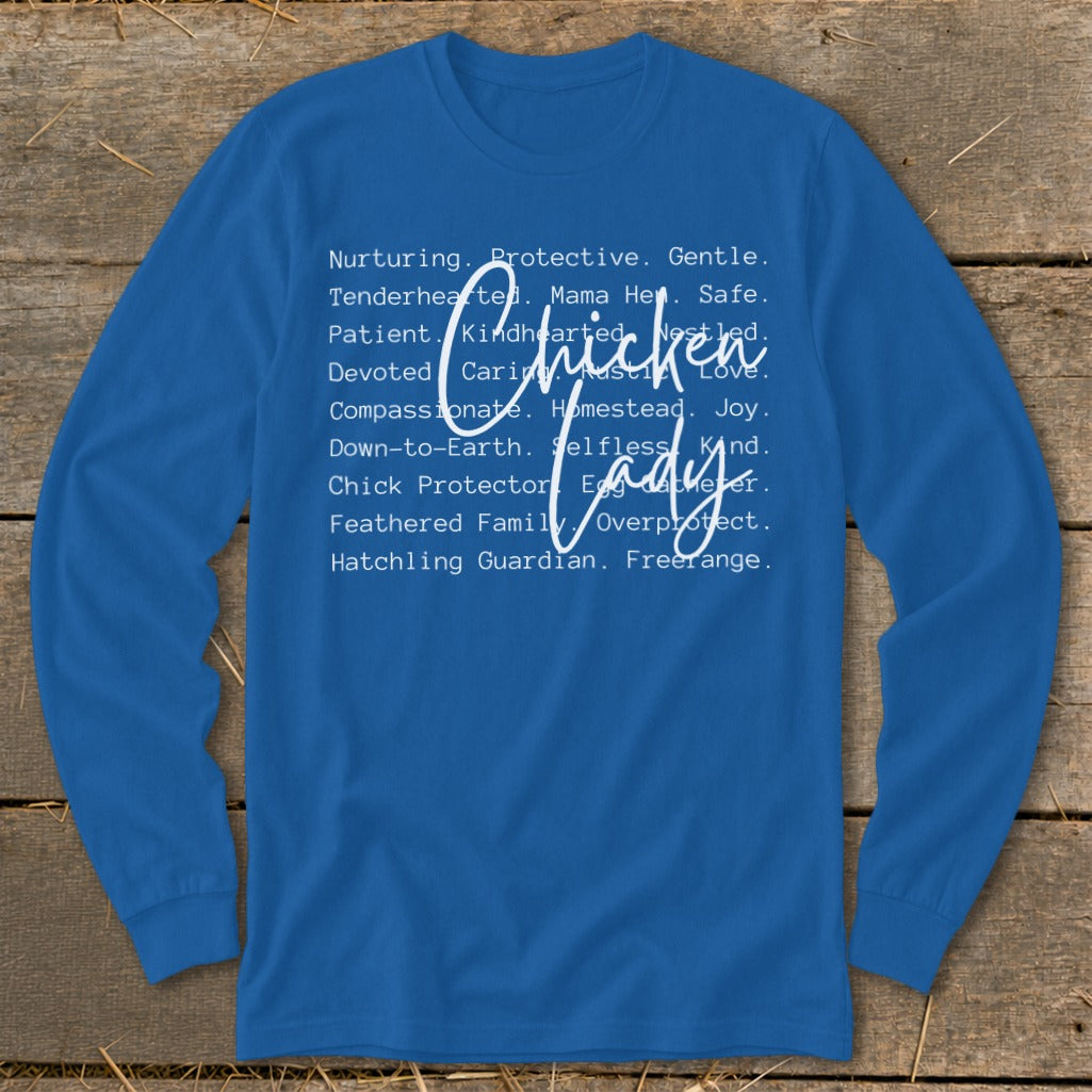Chicken Lady Words Long Sleeve Tee