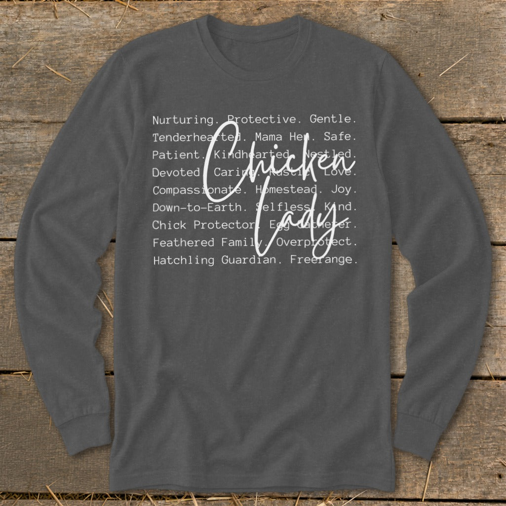 Chicken Lady Words Long Sleeve Tee