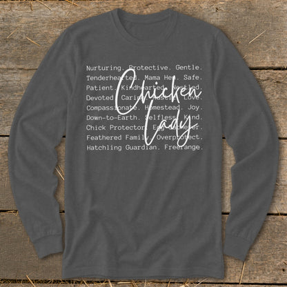 Chicken Lady Words Long Sleeve Tee
