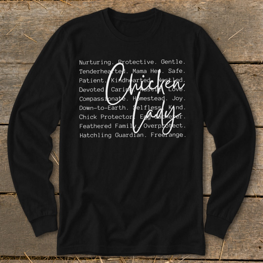 Chicken Lady Words Long Sleeve Tee