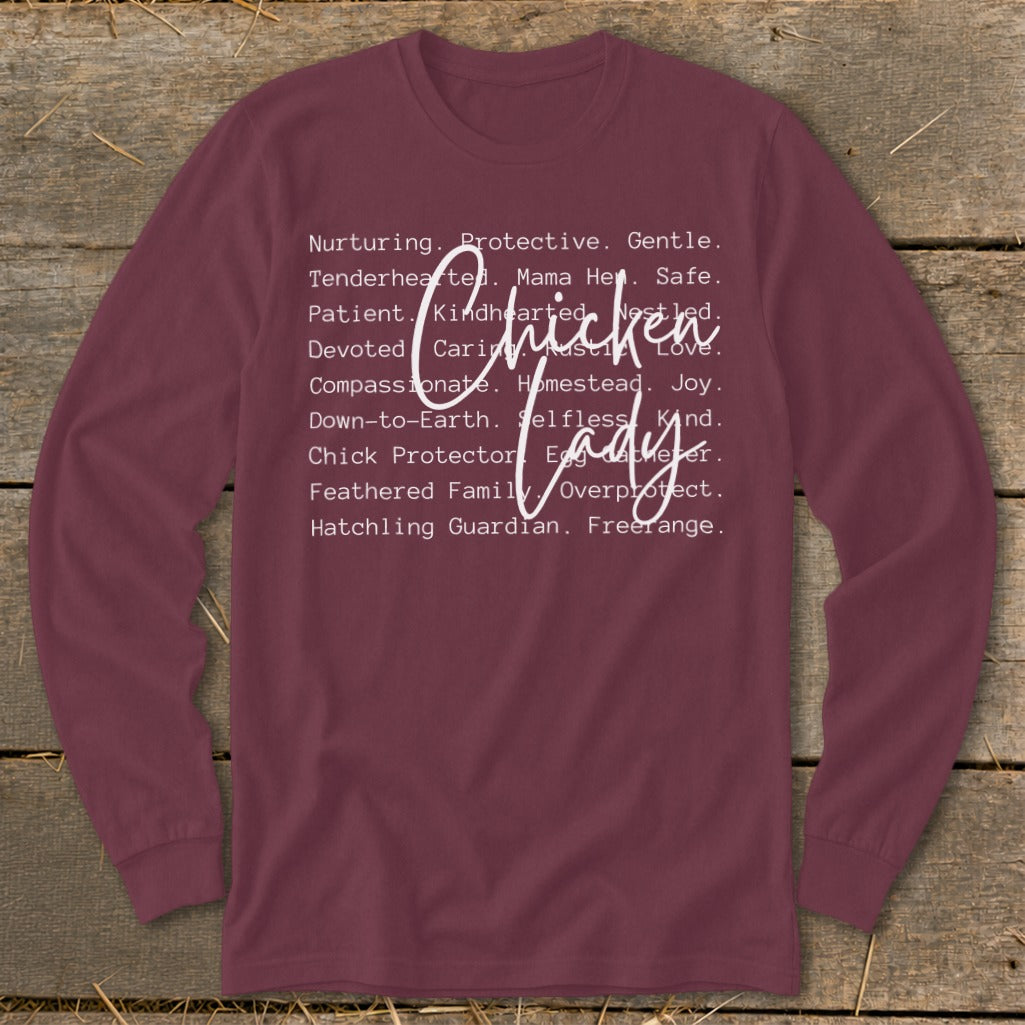 Chicken Lady Words Long Sleeve Tee